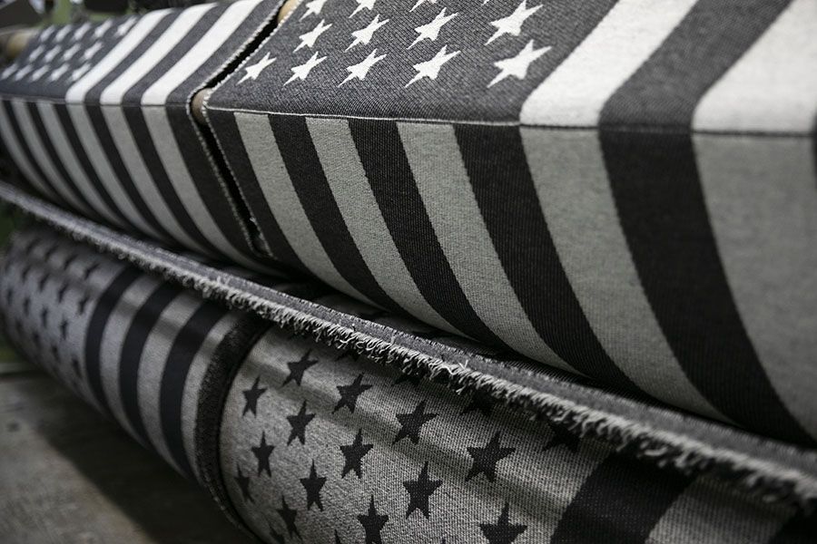 image of American Flag Black/Heather Gray Wool Throw