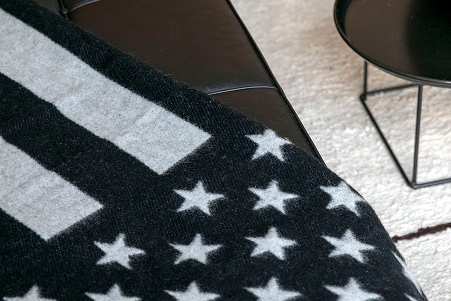 image of American Flag Black/Heather Gray Wool Throw
