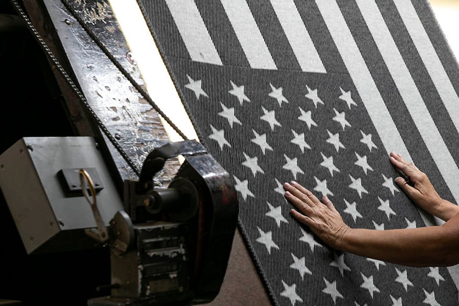 image of American Flag Black/Heather Gray Wool Throw