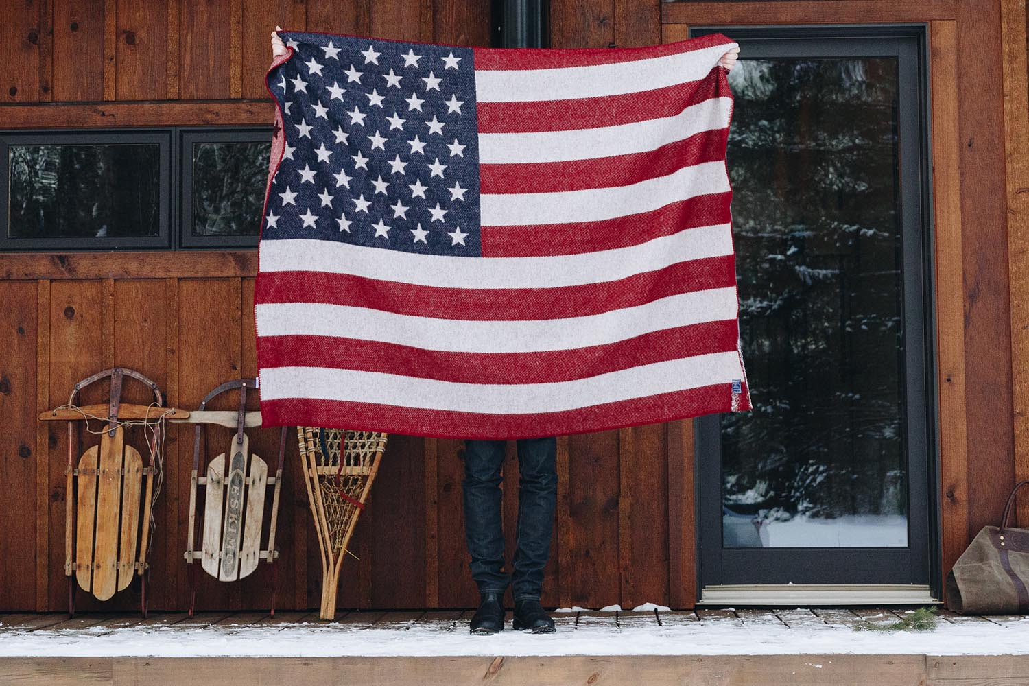 image of American Flag Red/White/Navy Wool Throw