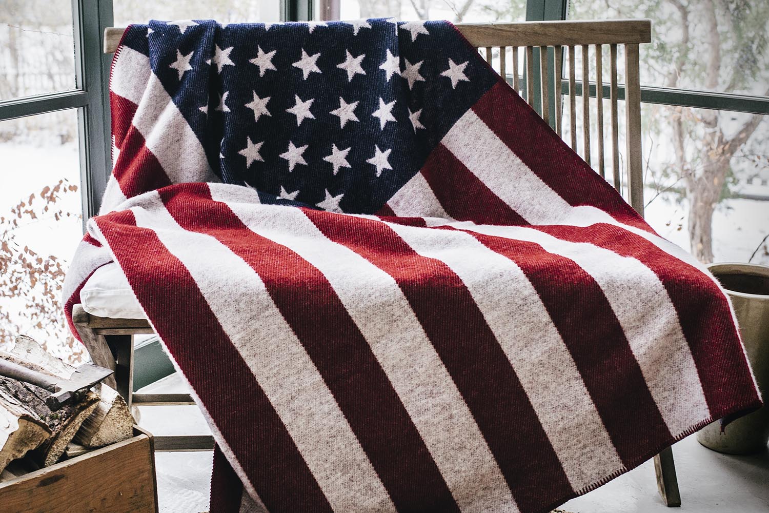 image of American Flag Red/White/Navy Wool Throw