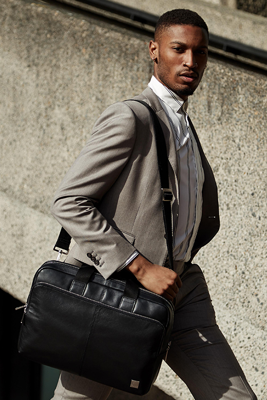 KNOMO Newbury Leather Laptop Briefcase - 15" Feature Rectangle Image 2 | knomo.com