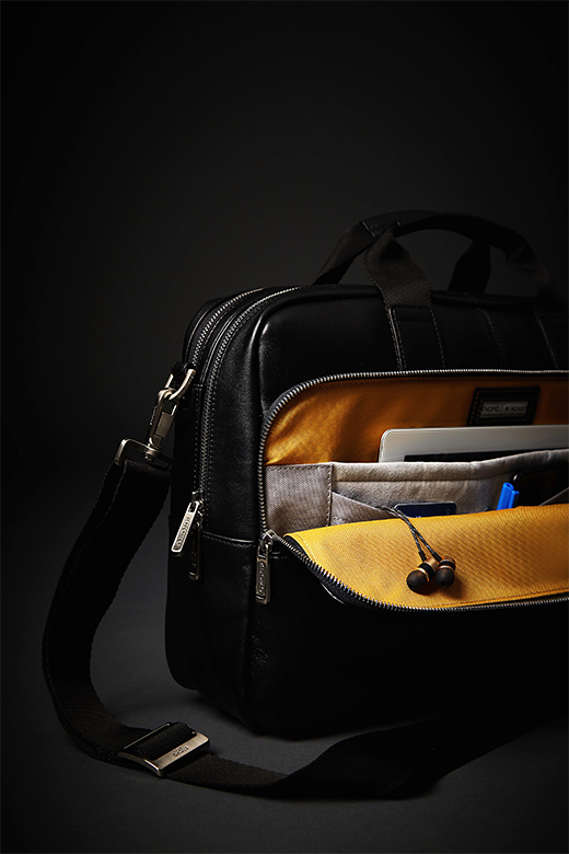KNOMO Amesbury Leather Laptop Briefcase - 15.6" Feature Rectangle Image 2 | knomo.com