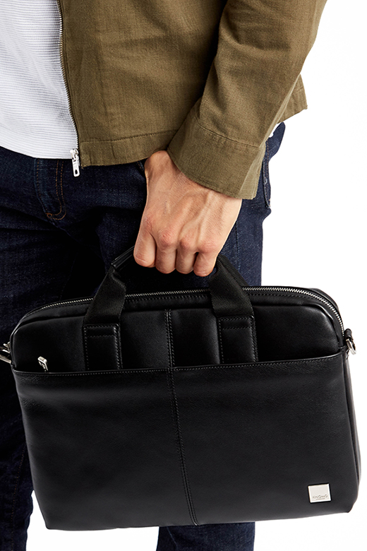 KNOMO Stanford Leather Laptop Briefcase - 13" Feature Rectangle Image 2 | knomo.com
