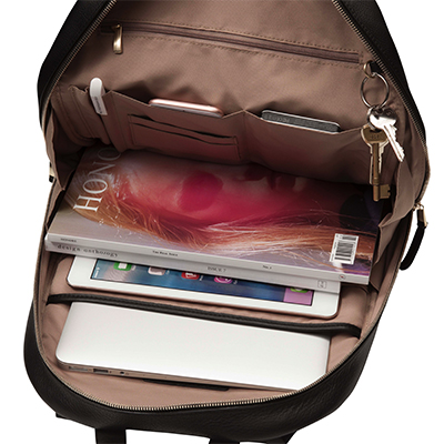 KNOMO Beaux Leather Laptop Backpack - 14" Feature Square Image 1 | knomo.com