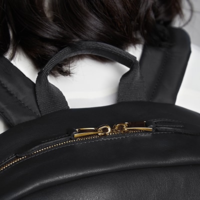 KNOMO Beaux Leather Laptop Backpack - 14" Feature Square Image 2 | knomo.com
