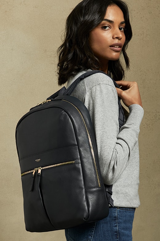 KNOMO Beaux Leather Laptop Backpack - 14" Feature Rectangle Image 1 | knomo.com