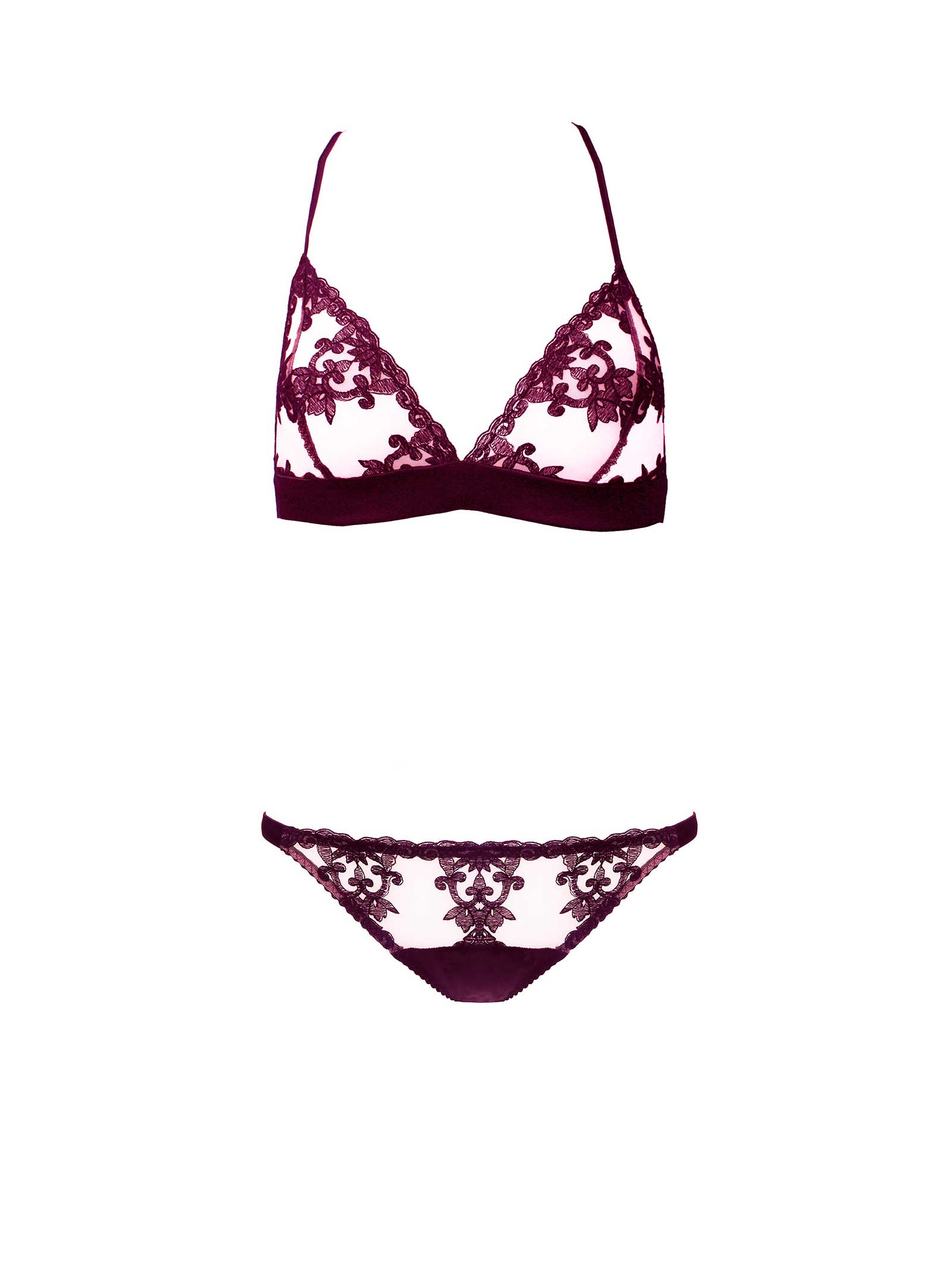 Bordeaux Boudoir Bra & Ouvert Brief | Fleur of England