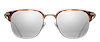 Matsuda M2036 sunglass in color black with a shiny black acetate brow bar and metal eyewire with silver mirrored semi flat lenses