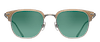 Matsuda M2036 sunglass in color black with a shiny black acetate brow bar and metal eyewire with silver mirrored semi flat lenses