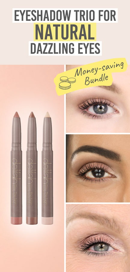 Delilah Cosmetics Stay the Day Smooth Shadow Stick Collection - Beauty and the Boutique - Eyeshadow trio for natural dazzling eyes
