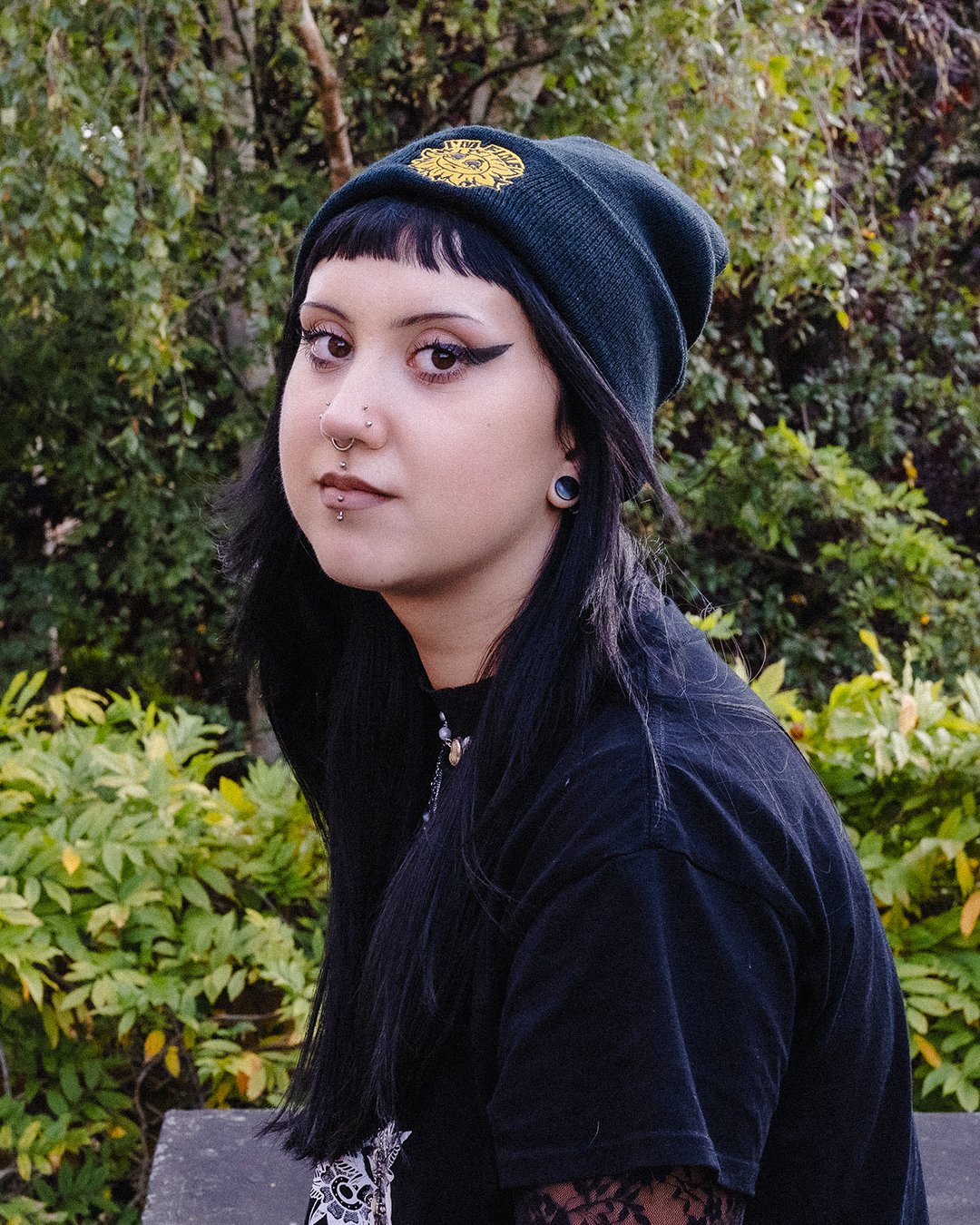 Gothic tattoo model wearing  I'm Fine Beanie / Hat