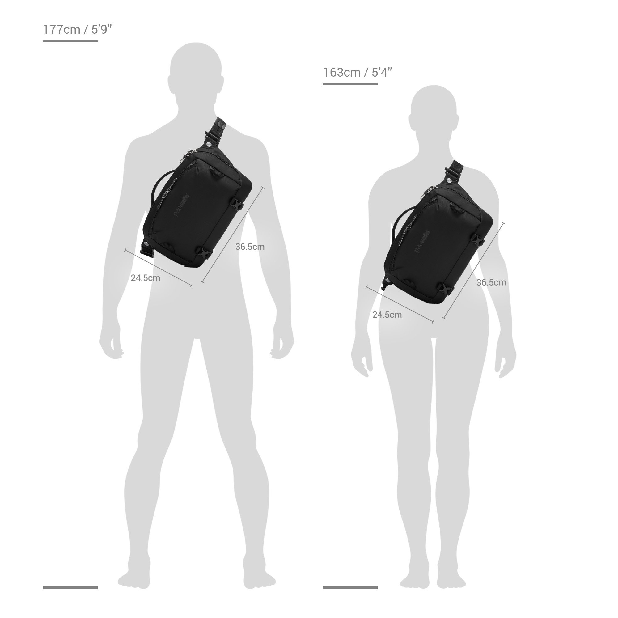 Size chart for Pacsafe® EXP 12