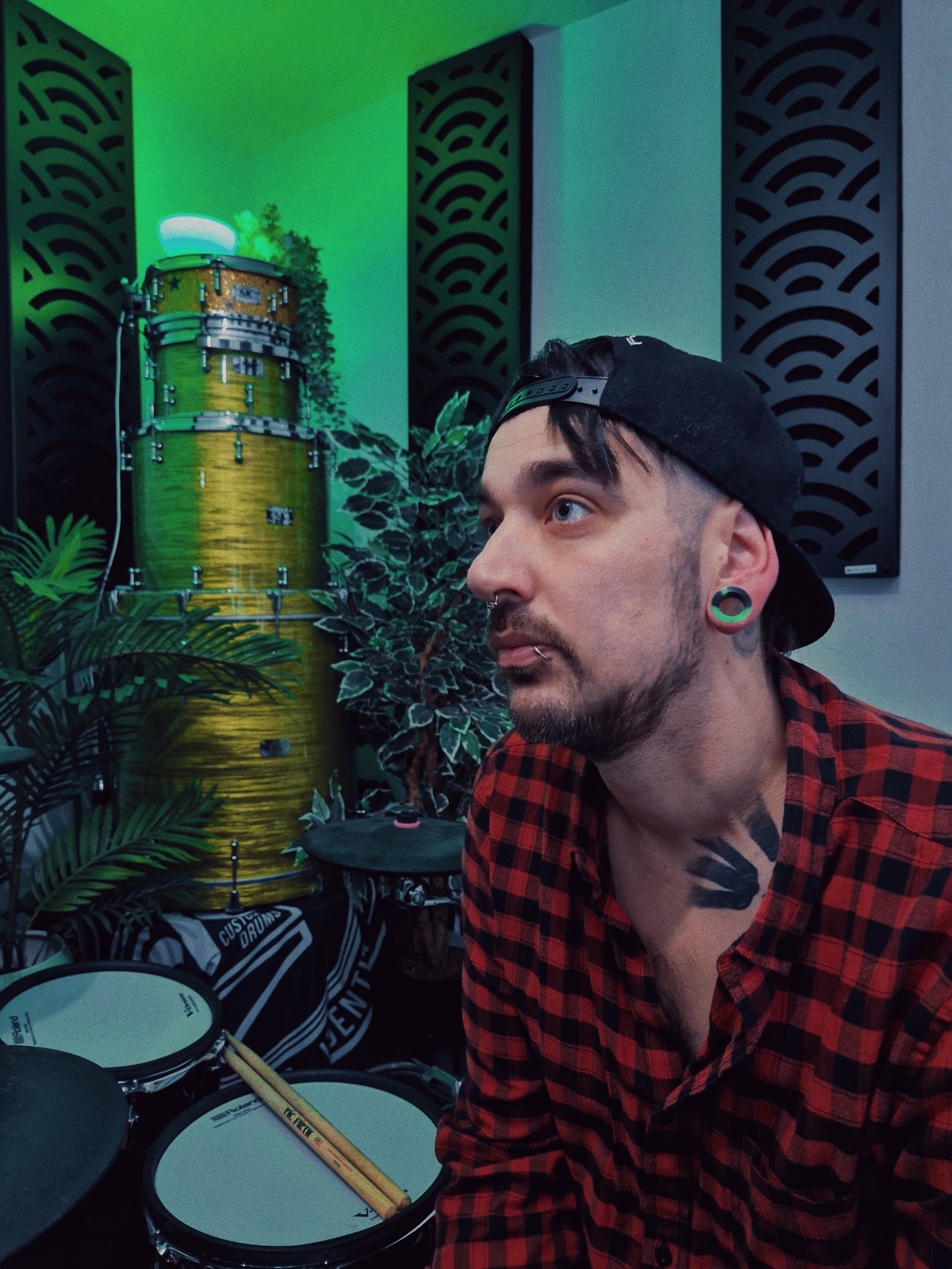  Marble Neon Green & Black Silicone Ear Tunnel