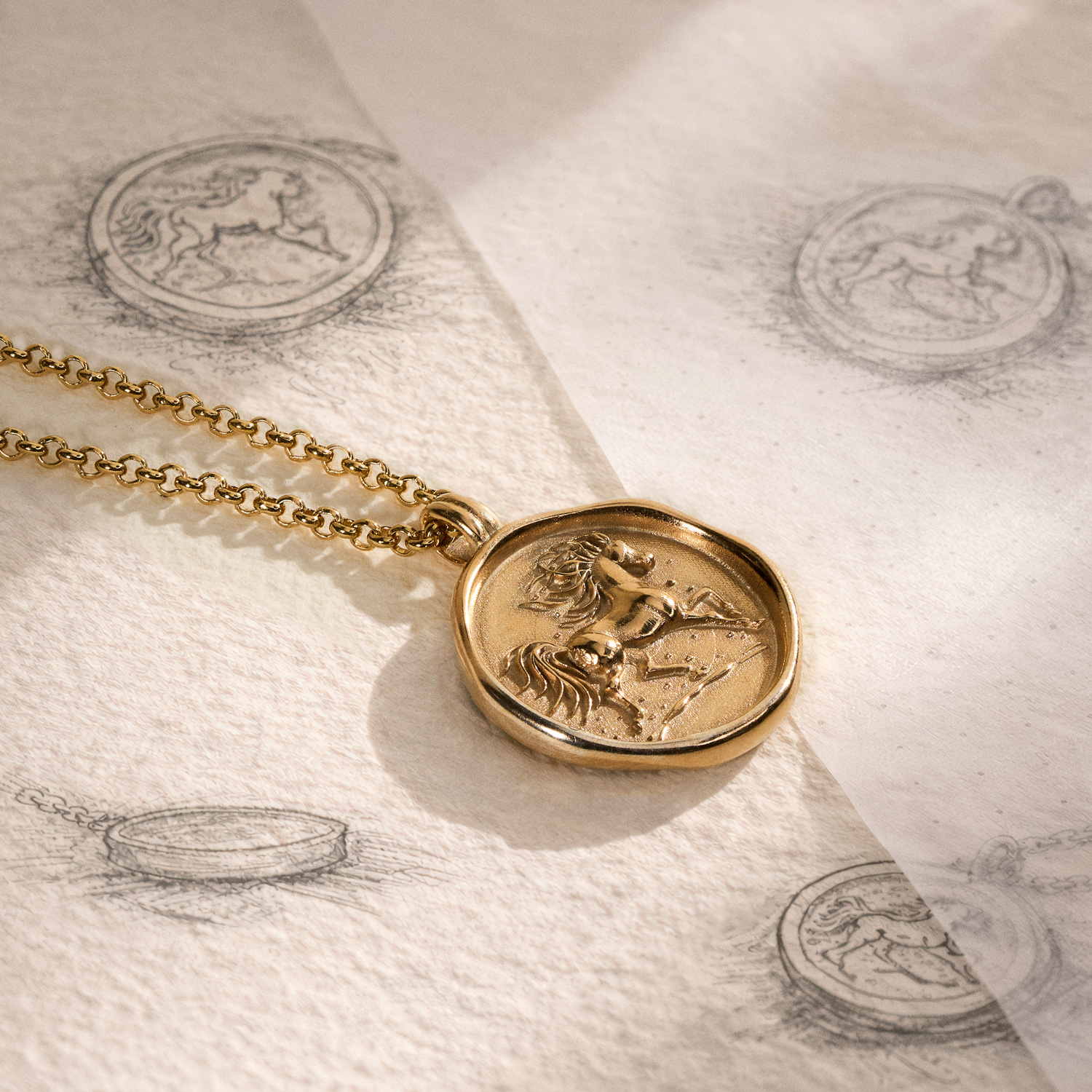 dower-and-hall-gold-vermeil-fire-horse-talisman-necklace