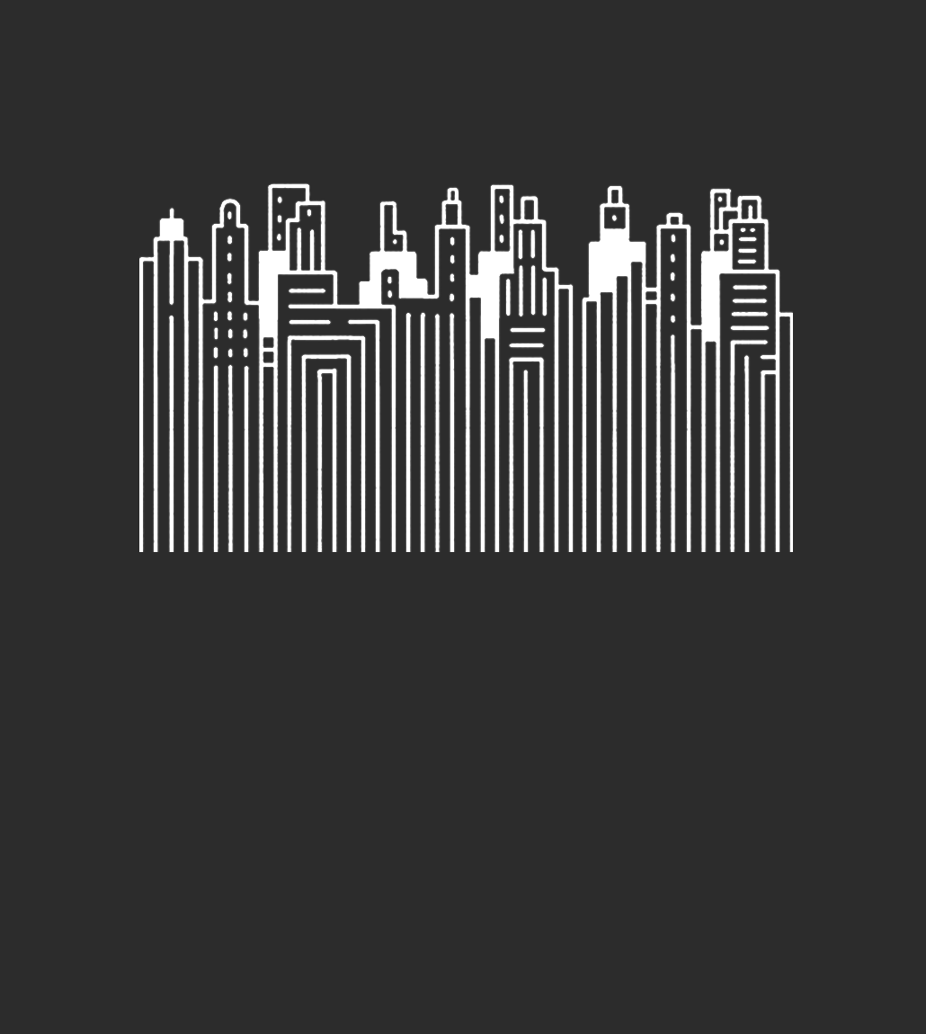 A black-and-white graphic of a New York City skyline, rendered in a minimalist, linear style. The design echoes the artistic elements found on the watch dial.