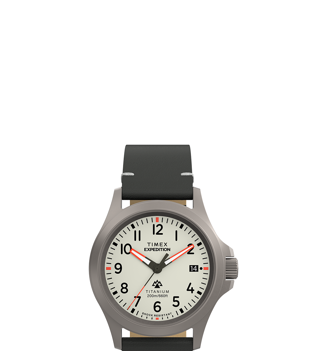 Expedition Titanium Quartz 38mm Leather Strap Watch 