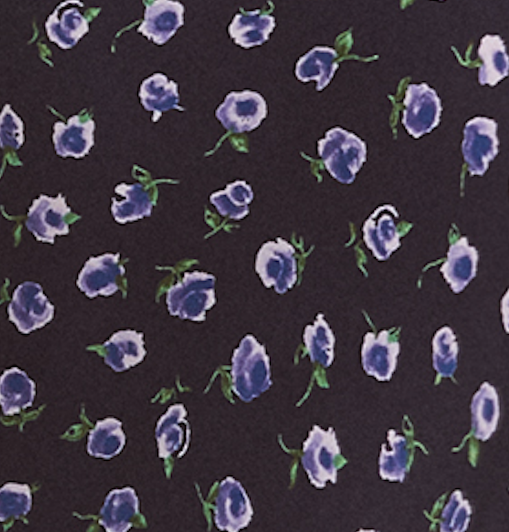 Navy floral gathered neckline midi dress