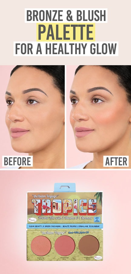 The Balm Cosmetics Voyage Tropics Powder Trio Palette - Beauty and the Boutique - Bronze & blush palette for a healthy glow! 