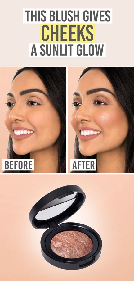 Laura Geller Baked Blush n' Brighten in Sunswept - Beauty and the Boutique - this blush gives cheeks a sunlit glow 