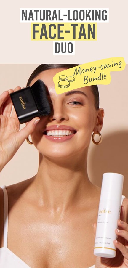 Sontse Sun Lit Face & Body Tan Mist & Blending Brush Duo - Beauty and the Boutique - Natural looking tan face duo! 