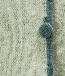 Green contrast stitch pocket front cardigan with alpaca