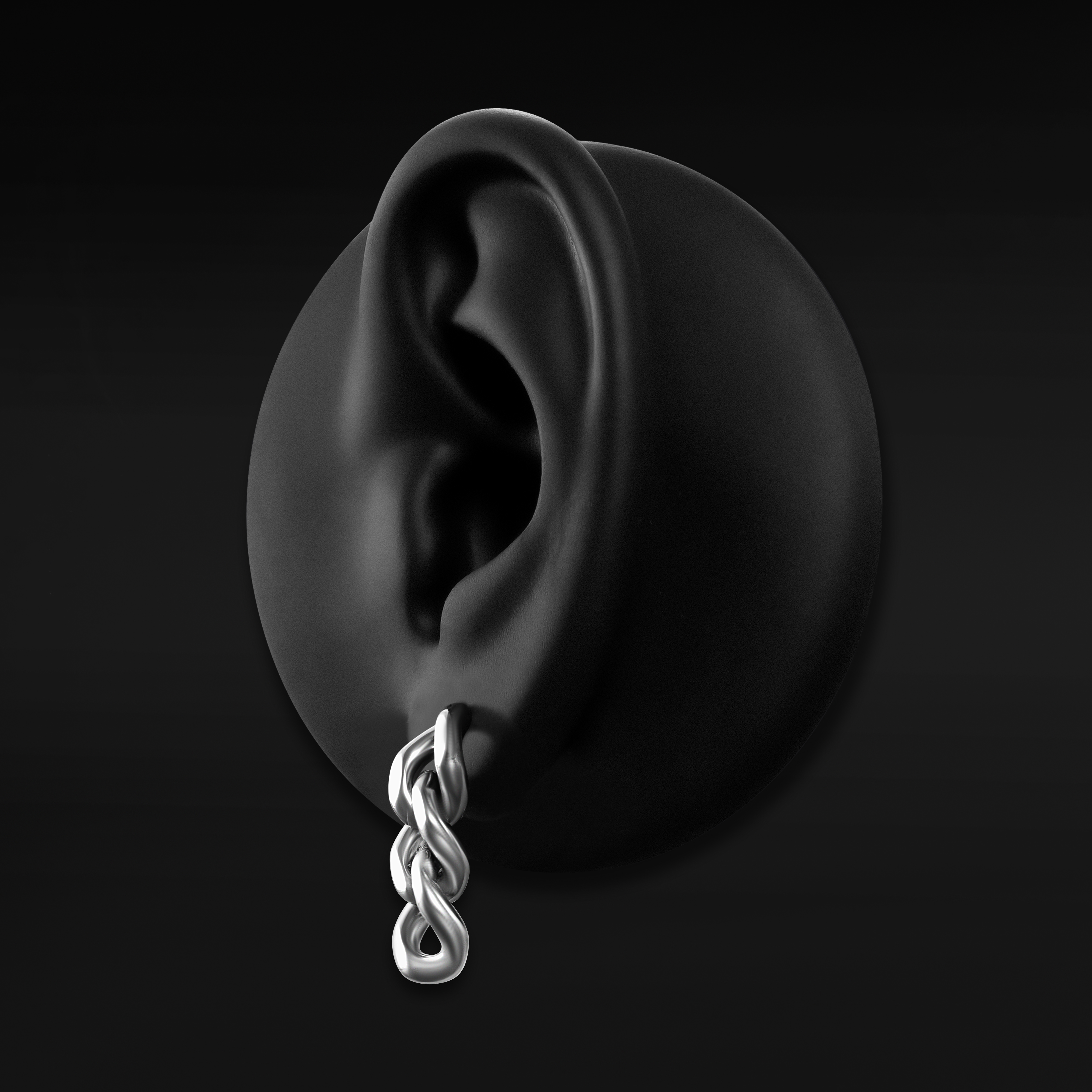  316L Stainless Steel Silver Chain Link Dangle Stud Earrings (Pair)