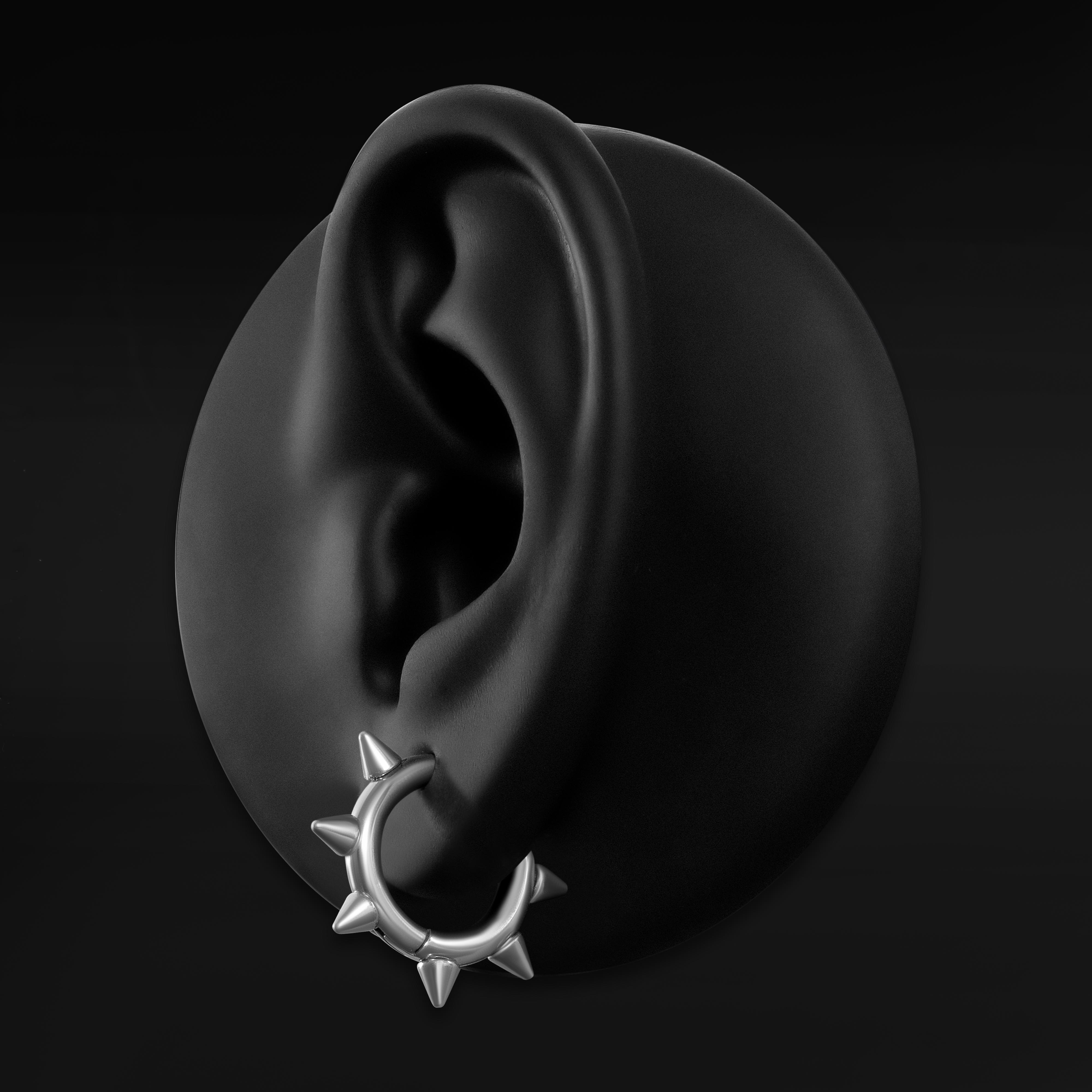  Edelstahl Silber Spiked Huggie Creolen (Paar)