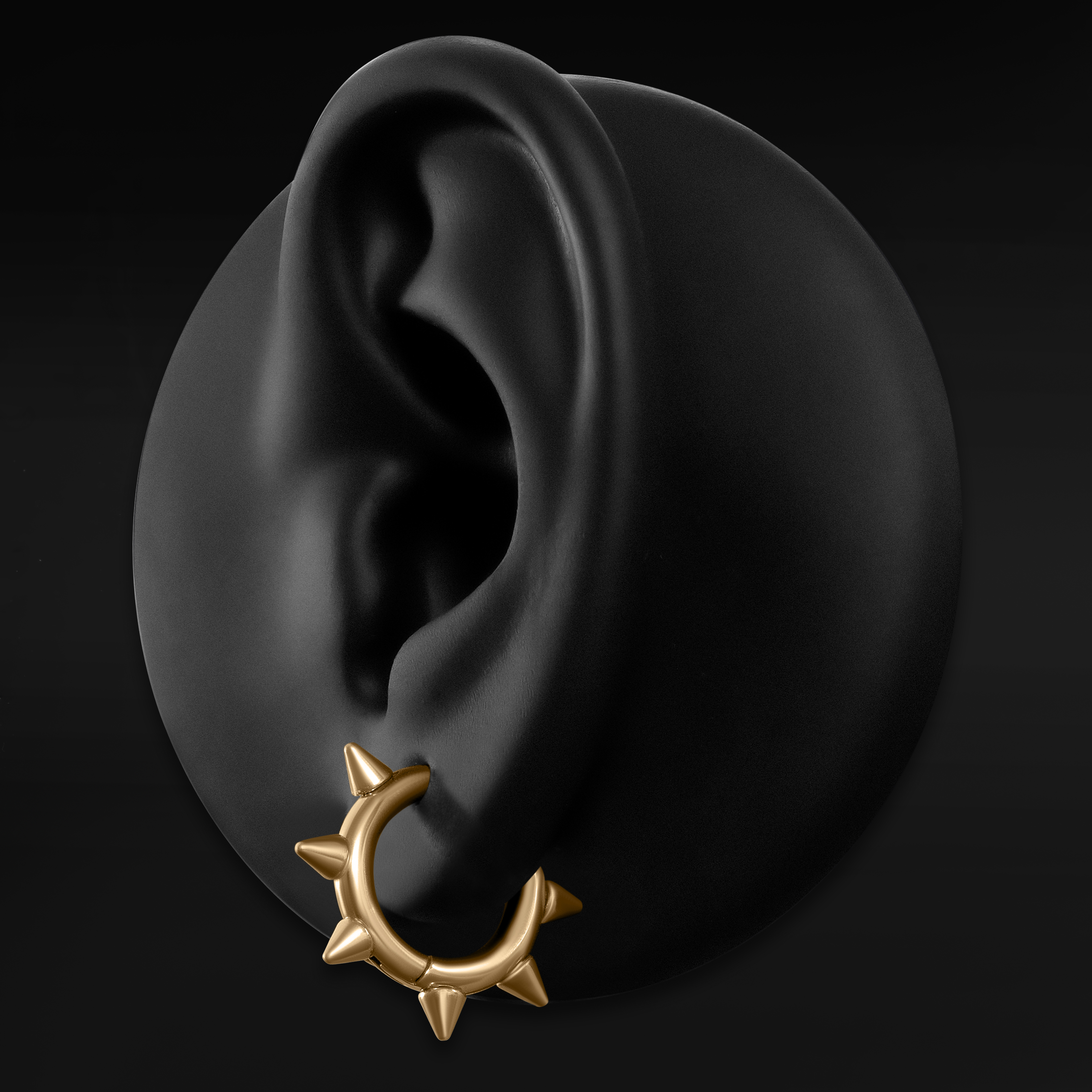  Edelstahl Goldene Spiked Huggie Creolen (Paar)