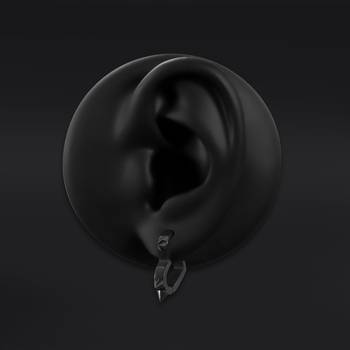 Huggie Hoop Earrings, Black, Spiked Heart, Stainless Steel - Pair