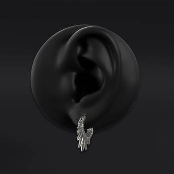Huggie Hoop Earrings, Brushed Black, Silver Gothic Spiked, Hammered Steel - Pair