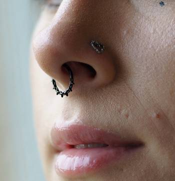 Septum Clicker, Black, Spiked Chain, Titanium