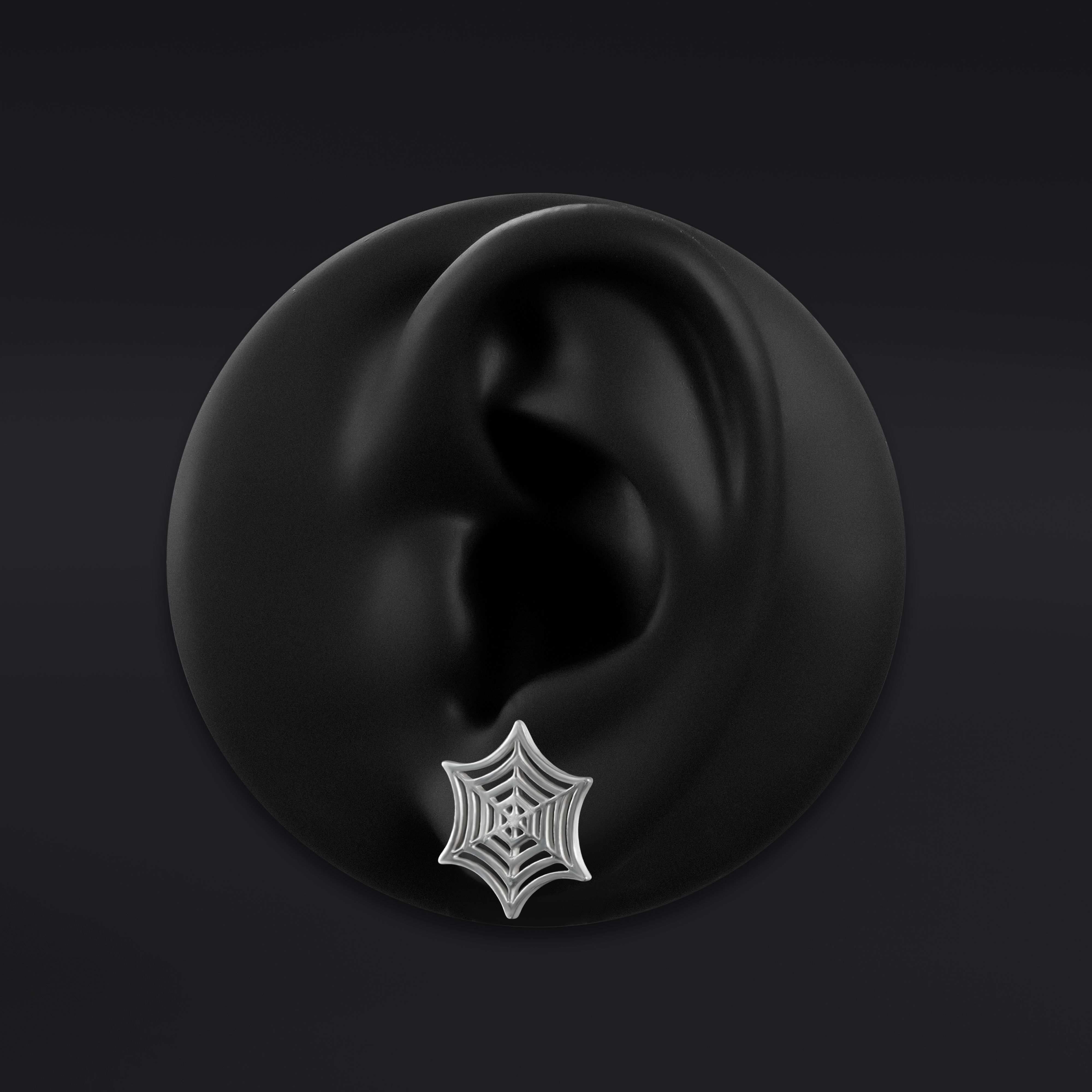 Titanium Silver Spider Web Stud Earrings (Pair)