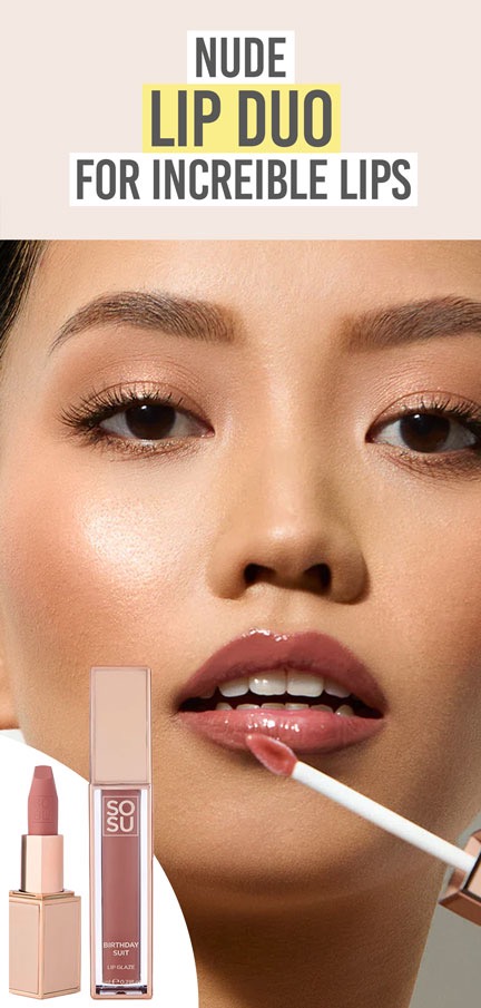 SOSU Birthday Suit Lip Duo - Beauty and the Boutique - Nude lip duo for incredible lips
