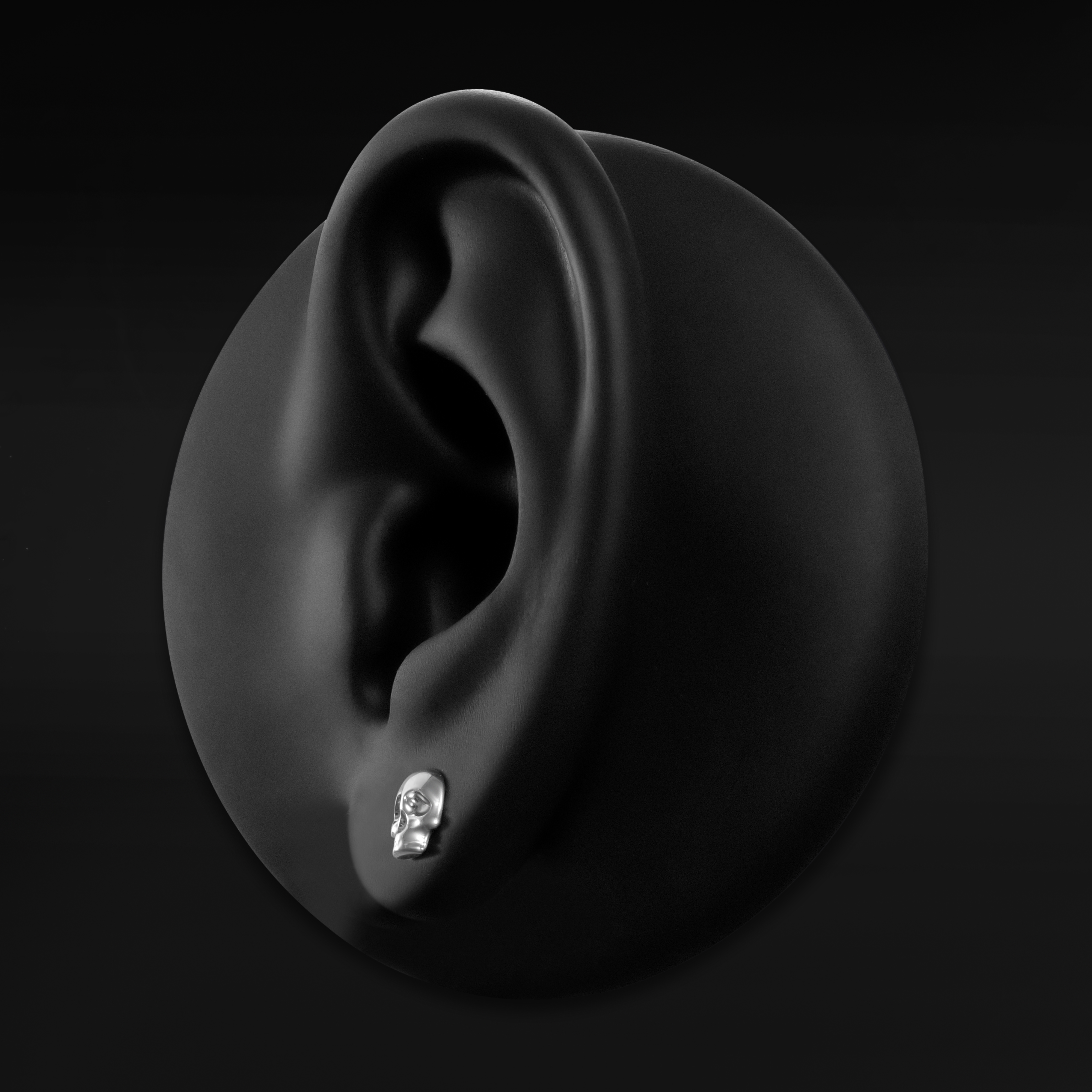  Silver Skull Stud Earrings (Pair)