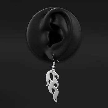 Ear Hangers, Silver Flame, Stainless Steel - Pair