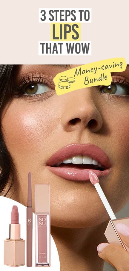 SOSU Cosmetics Pretty Nude Lip Trio - Beauty and the Boutique - 3 steps to lips that wow