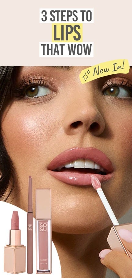 SOSU Cosmetics Pretty Nude Lip Trio - Beauty and the Boutique - 3 steps to lips that wow