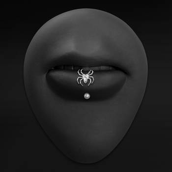 Vertical Labret, Silver, Spider, Internally Threaded, Titanium