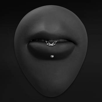 Vertical Labret, Silver, Bat Wing, Internally Threaded, Titanium