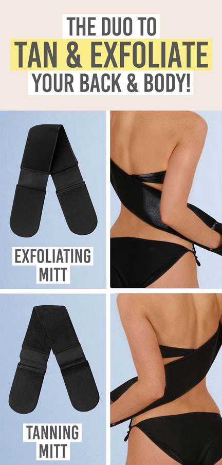 Back and Body Tanning & Exfoliating Mitt Duo - Beauty and the Boutique - The duo to tan & exfoliate your back & body