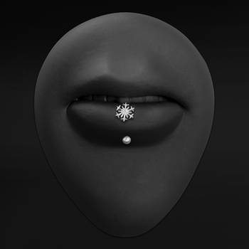 Vertical Labret, Silver, Jewelled Snowflake, Internally Threaded, Titanium
