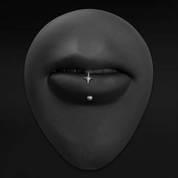 Vertical Labret, Silver, Four Pointed Star, Internally Threaded, Titanium