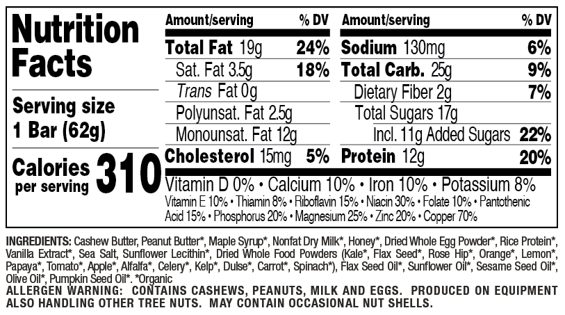 Salted Caramel nutritional information