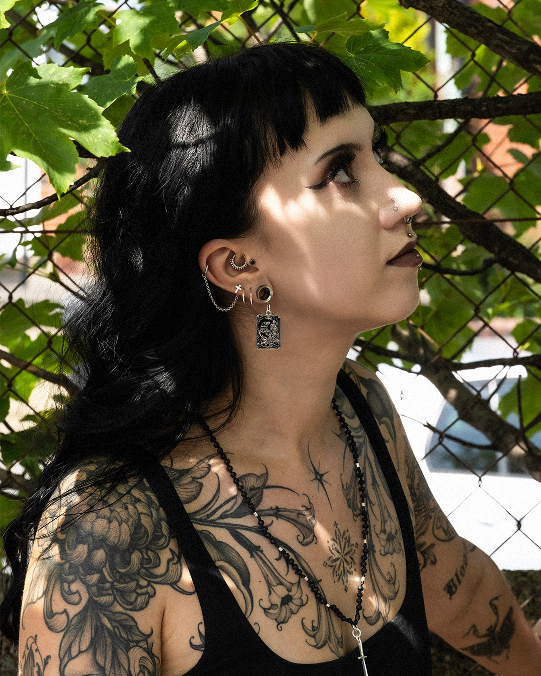 The Blooming Sun Charm Black Steel Double Flared Tunnel Dangle / Plug / Gauge