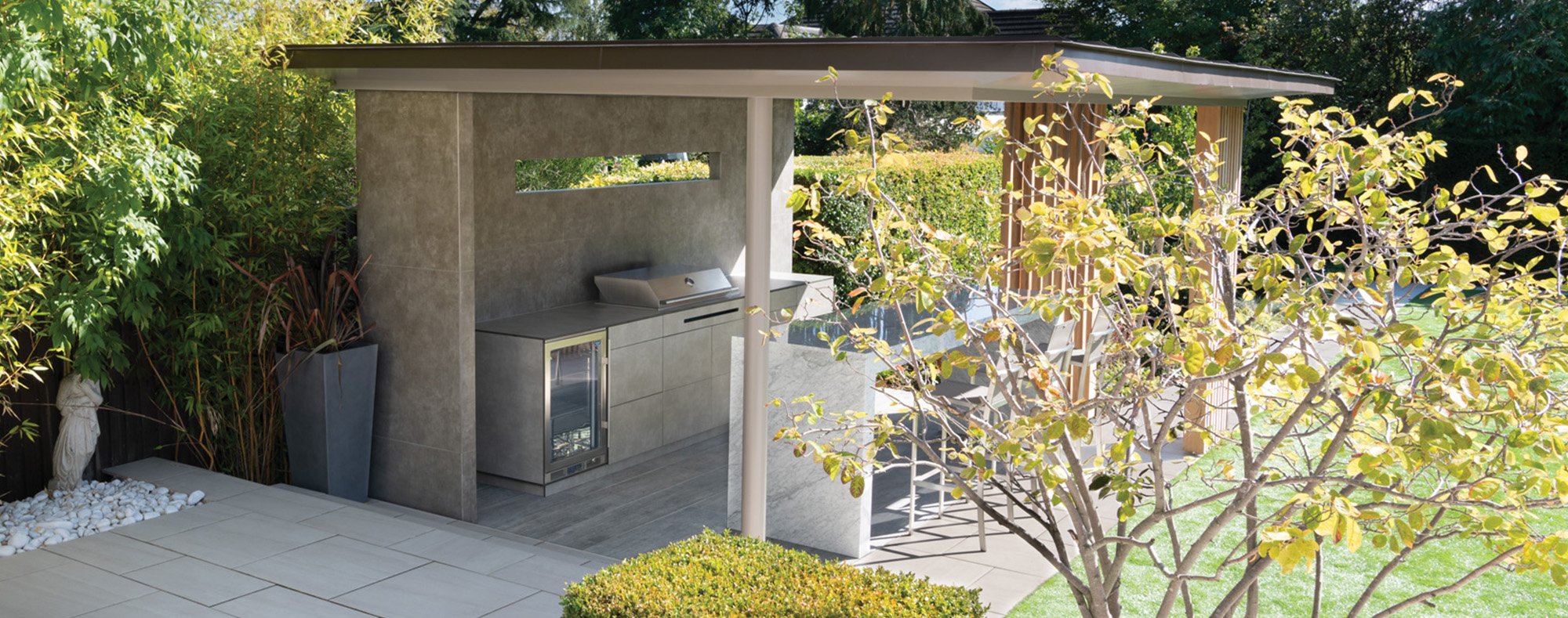 Luxury concrete outdoor kitchen