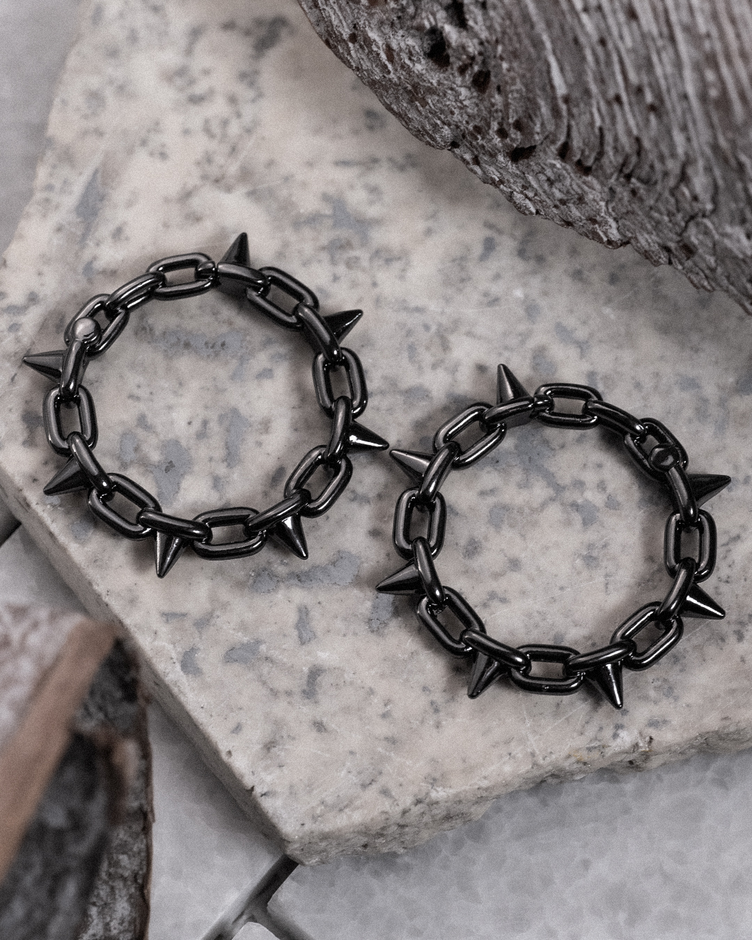 Alternative  Black Spiked Chain Earring Hanger Ear Weights (Pair)