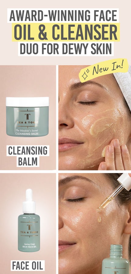 Tea + Tonic Cleansing Balm & Face Oil Duo - Beauty and the Boutique - Award-winning face oil & cleanser duo for dewy 