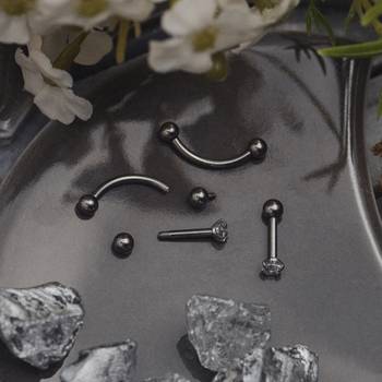 Titanium Internally Threaded Curved Barbell in Black