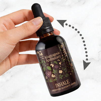 Adaptogenic Apothecary 'Inhale' Energising Glycerite Drops how to use - Step 1